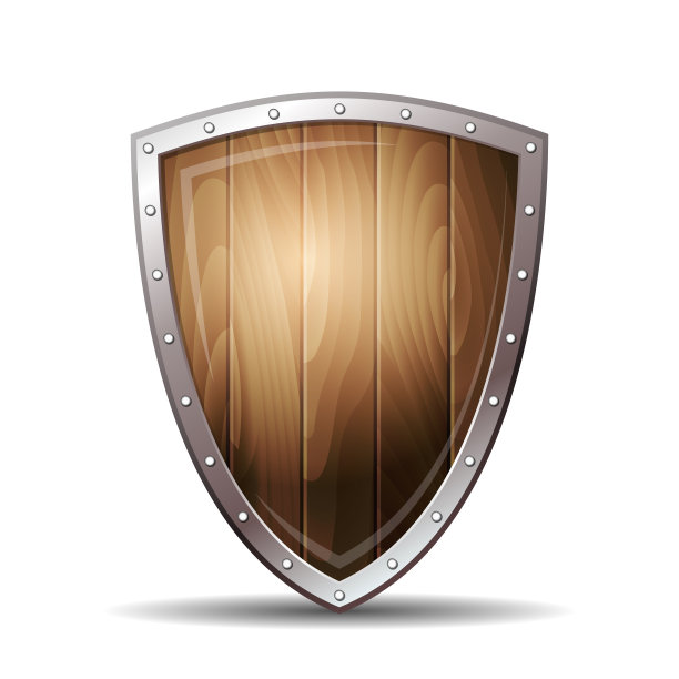 圆形木构盾牌。矢量图图片下载