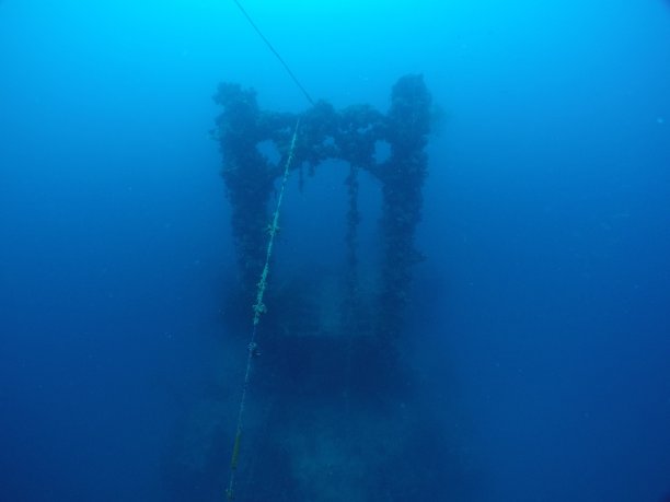 在帕劳群岛的沉船上潜水。图片下载