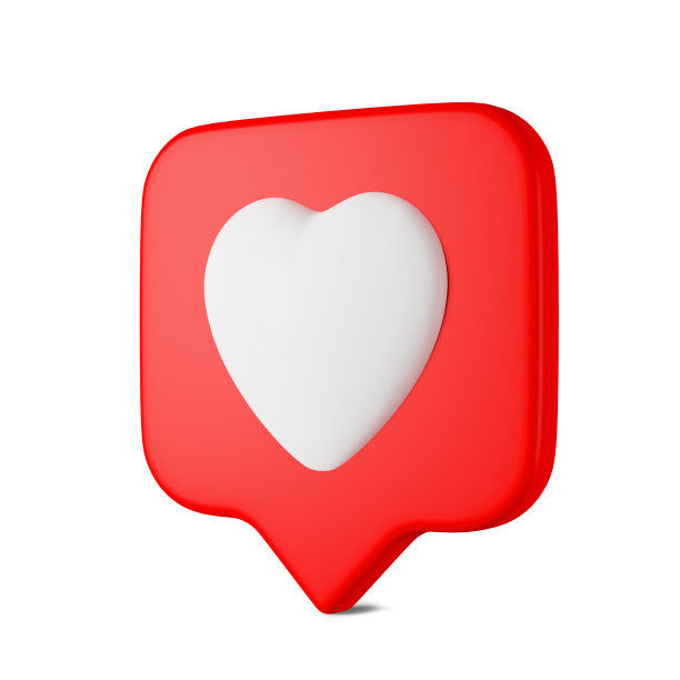 在白色背景上隔离的社交媒体语音气泡上的心形图标图片下载