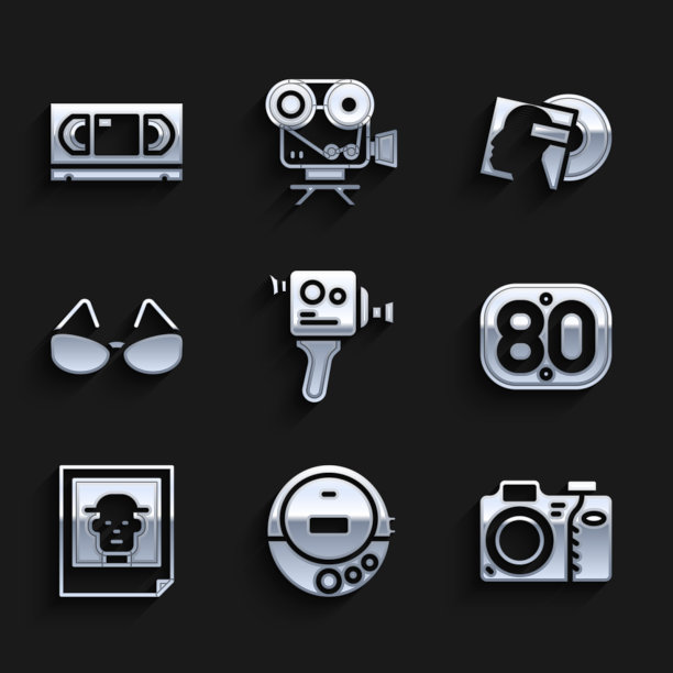 设置复古电影相机音乐CD播放器照片图片下载