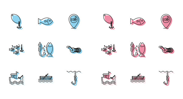 用鱼竿将钓鱼船放于水面上图片下载