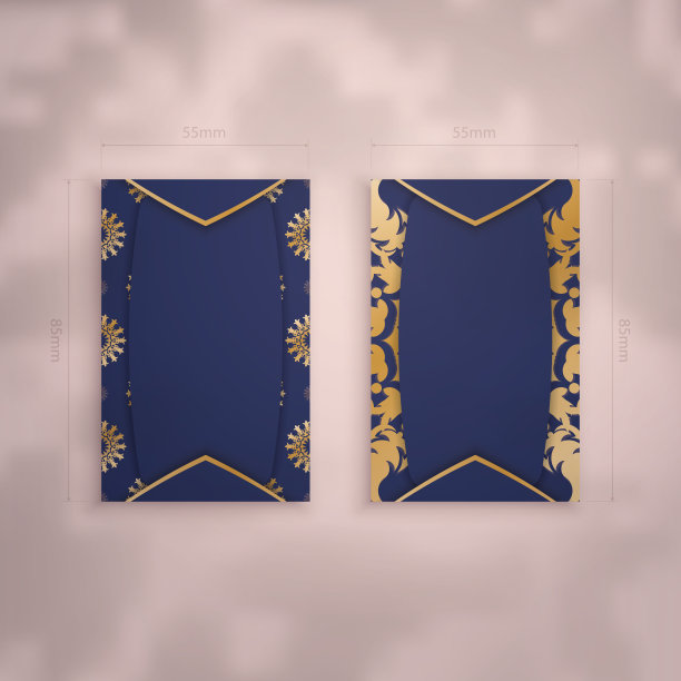 访问名片模板在深蓝与复古黄金模式为您的接触。图片下载