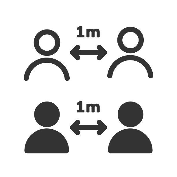 社会距离图标。冠状病毒安全插图，矢量平面1米距离标志图片下载