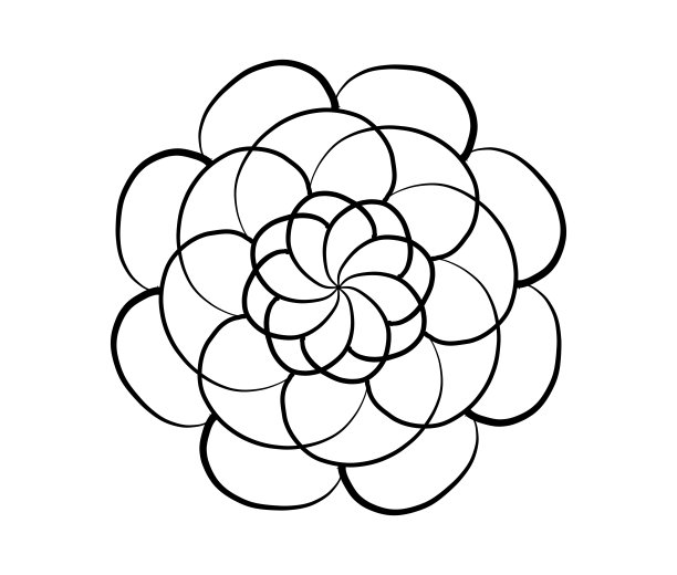 简单的花曼陀罗形状的彩画。白色背景上的轮廓图片下载