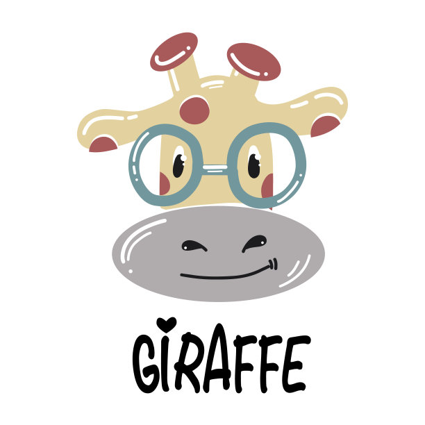 斯堪的纳维亚动物可爱的长颈鹿脸在白色背景贺卡，标志，设计幼稚的房间在斯堪的纳维亚风格图片下载