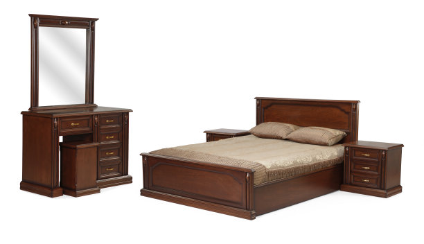 带镜子梳妆台的床图片下载