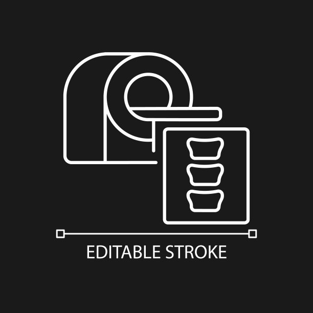 MRI扫描白色线性图标为黑色主题图片下载