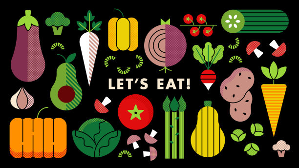 蔬菜插图展示2色线系列图片下载