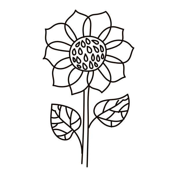 一套向日葵在涂鸦风格。花卉适合农家的设计，图片下载