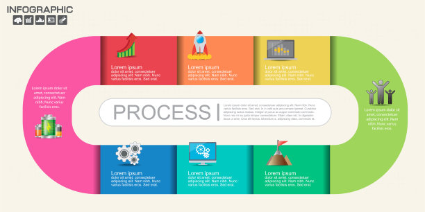 时间轴信息图设计模板与8个选项，过程图，矢量eps10插图图片下载