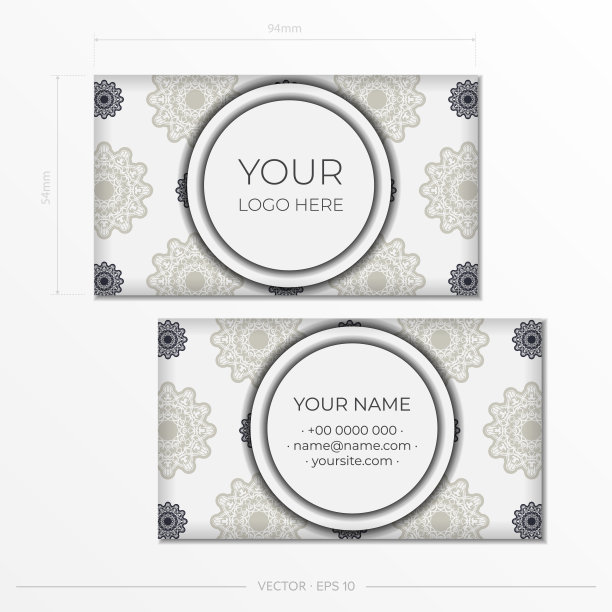 带有抽象图案的黑白名片。名片设计与字母组合装饰。图片下载