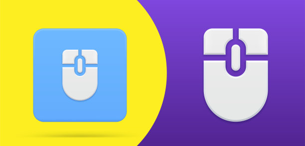 电脑鼠标俯视图3D方形图标矢量素材，适用于网站点击图片下载