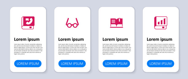 设置财务账簿，打开，眼镜和电话。业务信息模板。向量图片下载