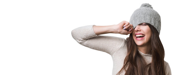 美丽快乐兴奋的女人冬季肖像图片下载