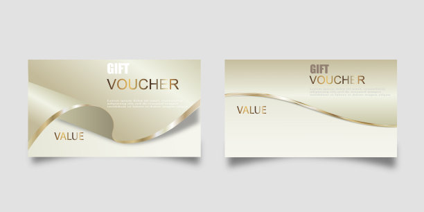 向量集豪华礼品券与丝带和礼品盒。优雅的模板为节日礼品卡，优惠券和证书。折扣券模板矢量插图EPS10图片下载