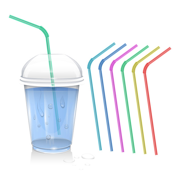 透明塑料杯与球形圆顶帽和管，现实透明一次性塑料杯图片下载