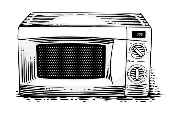 白色背景上的微波炉图片下载