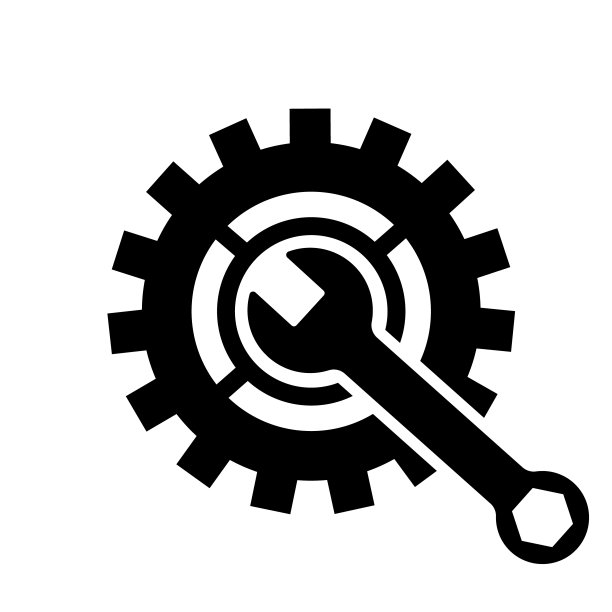 与齿轮工具。齿轮上的扳手图标。维修、服务和车间标志。机器，企业和卷筒板用扳手。齿轮的标志为技术，硬件和网站。向量图片下载