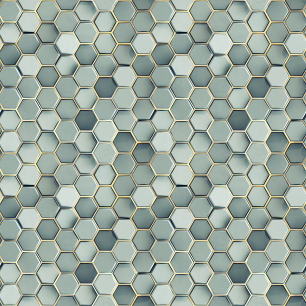 无缝模式的白色混凝土六边形细胞3D渲染插图图片下载