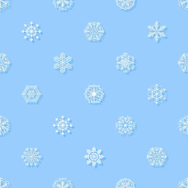 无缝图案冬季雪花背景为圣诞节，新年，圣诞节装饰矢量设计风格图片下载