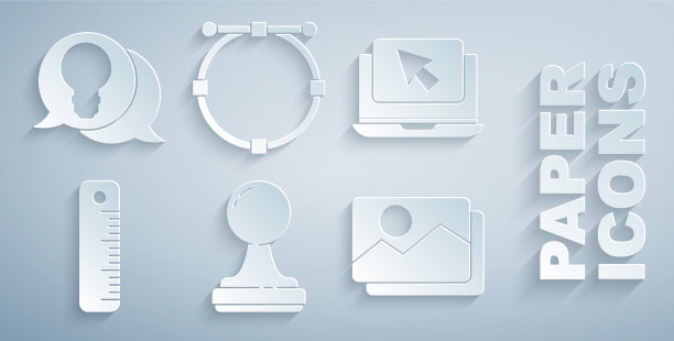 设置邮票笔记本电脑和光标标尺图片图片下载