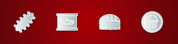 集海参罐头鱼寿司和海蜇图片下载