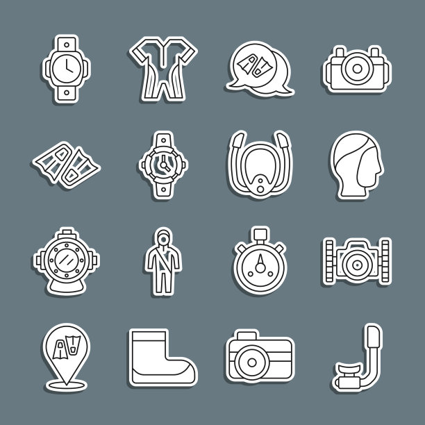 为潜水员潜水设置绳浮潜摄影相机图片下载