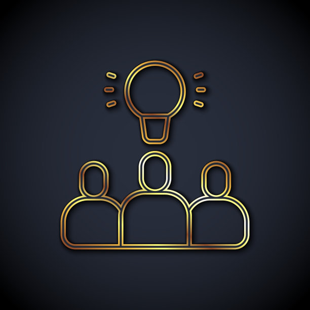 金线项目团队基地图标孤立在黑色图片下载