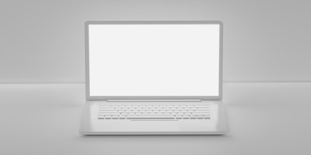 笔记本电脑灰色模型3D渲染在最小的风格。图片下载