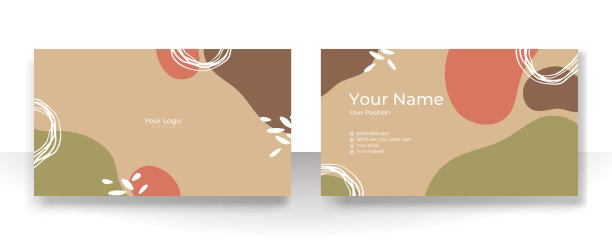 名片设计采用裸褐色香槟柔和柔和的棕色有机优雅图案。现代概念用液体、斑点、笔、花、叶、线、美装饰艺术。矢量图图片下载