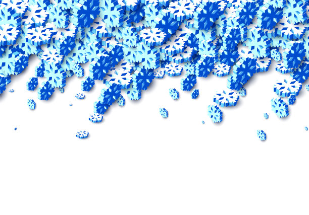冬天的背景与暴风雪和喷雪花为除夕假期或抽象的圣诞贺卡。三维等距矢量圣诞节雪花形状。图片下载