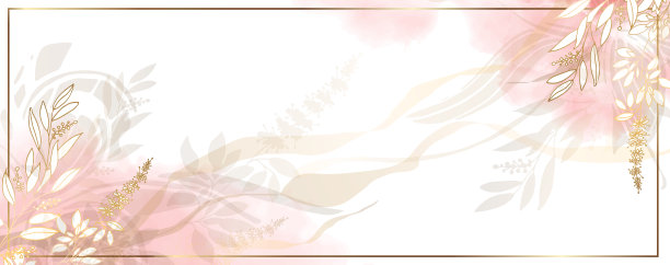 奢华的金色的壁纸。带着花和长树枝的旗帜。水彩粉红色，蓝色，淡紫色斑点上的白色背景。闪亮的花和树枝。矢量文件。图片下载