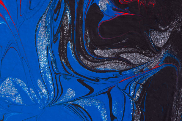 黑、蓝、银丙烯流体艺术，抽象创意圣诞背景图片下载