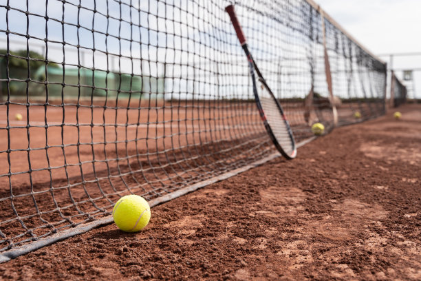 红土场上的黄色网球图片下载