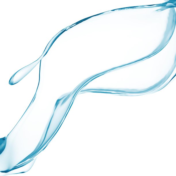 3d渲染水，水在白色背景上飞溅隔离图片下载