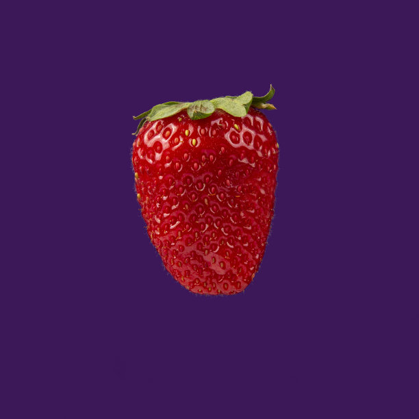 紫色背景上的新鲜草莓。维生素的水果食物图片下载