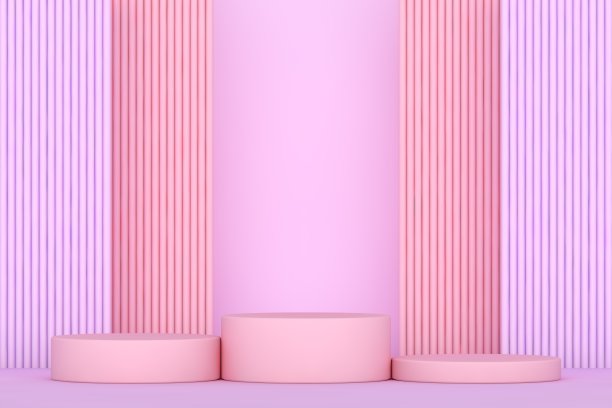 3D粉红色和紫色的立场，产品立场，空白的场景图片下载