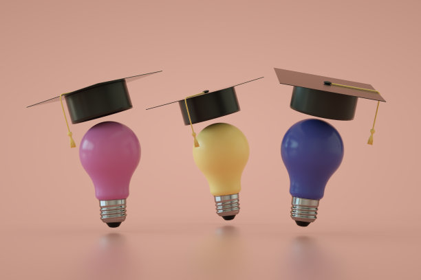 带毕业帽的电灯泡，教育概念图片下载