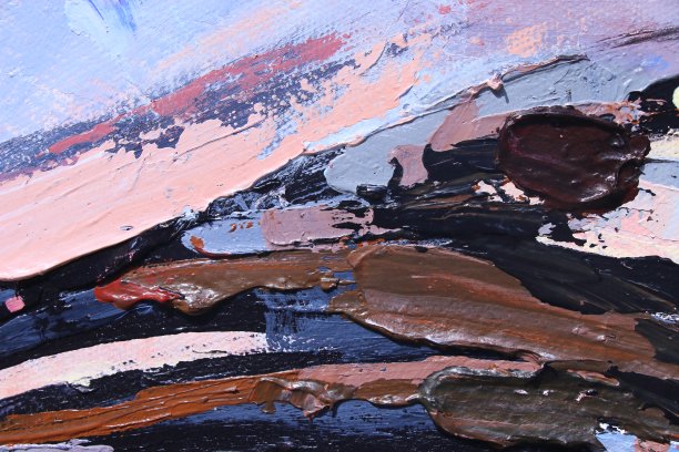 纹理绘画。抽象艺术背景。在帆布上用丙烯画刀技术。粗糙的油漆笔触。图片下载