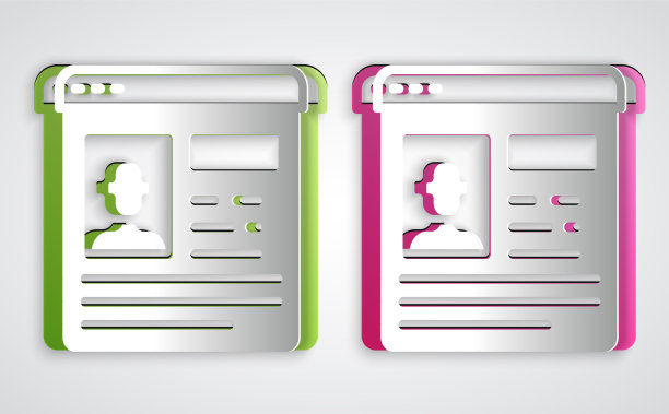 剪纸简历图标孤立的灰色背景图片下载