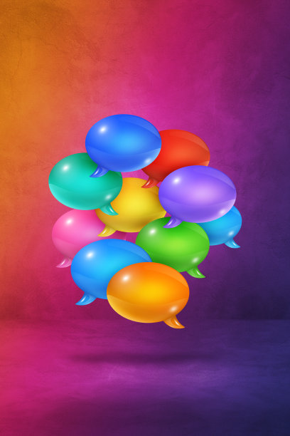 多色语音气泡在紫色垂直背景图片下载