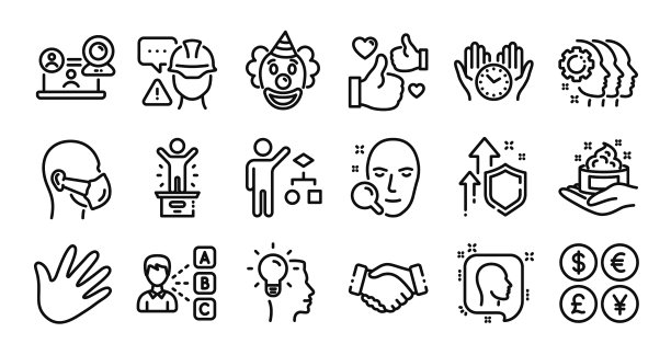 头部握手和喜欢线图标设置图片下载