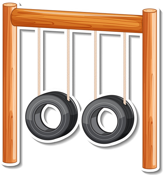 操场上的秋千贴纸在白色的背景图片下载