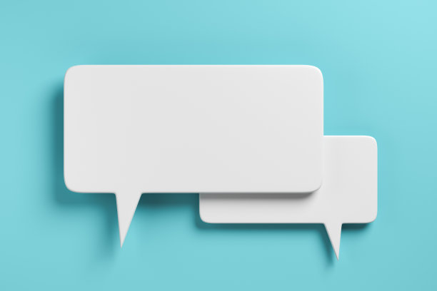 社交媒体通知图标，蓝色背景上的白色语音气泡。图片下载
