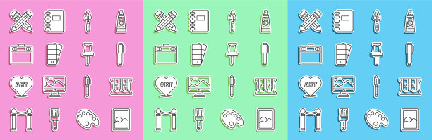 设置线条图形平板卷笔刀调色板图片下载