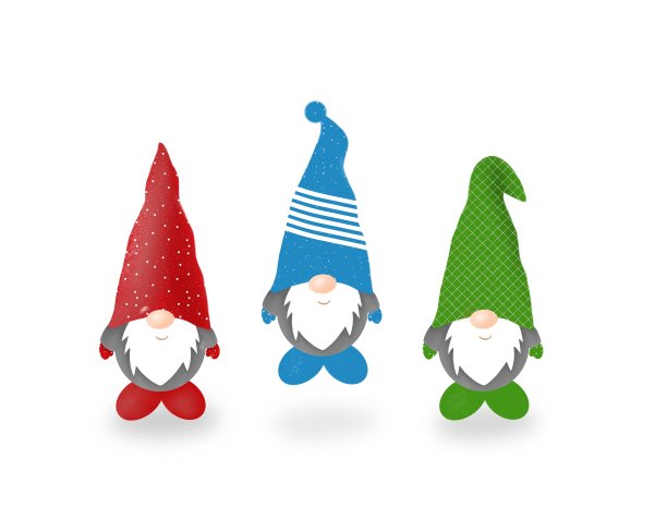 圣诞侏儒被隔离在白色背景上。新年假期概念手绘图片下载