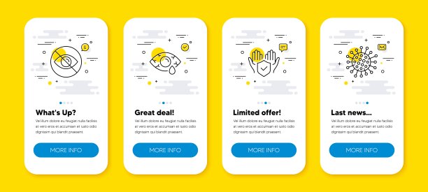 向量集的不看，Сonjunctivitis眼睛和保险的手线图标集。向量图片下载