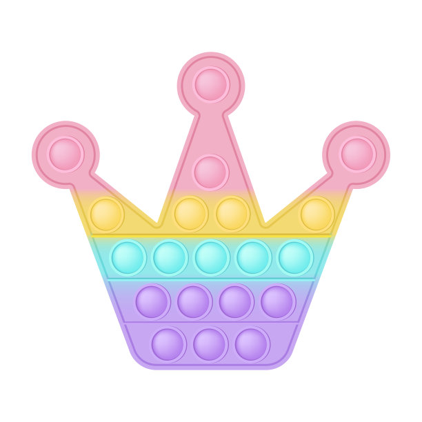 Popit数字皇冠作为一个时髦的硅玩具坐立不安。令人上瘾的抗压力玩具在柔和的彩虹颜色。泡泡焦虑症的发展给孩子们的玩具。矢量插图孤立的白色。图片下载