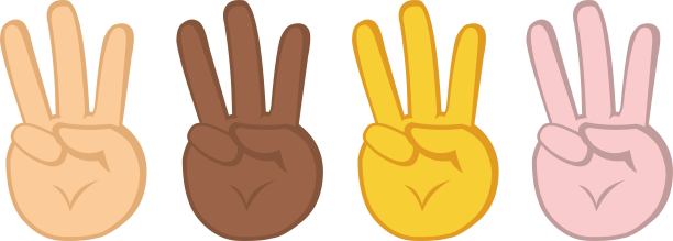 矢量插图的手的不同颜色，数到数字3或显示三个手指图片下载