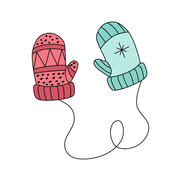 可爱的卡通风格的手套。矢量图图片下载